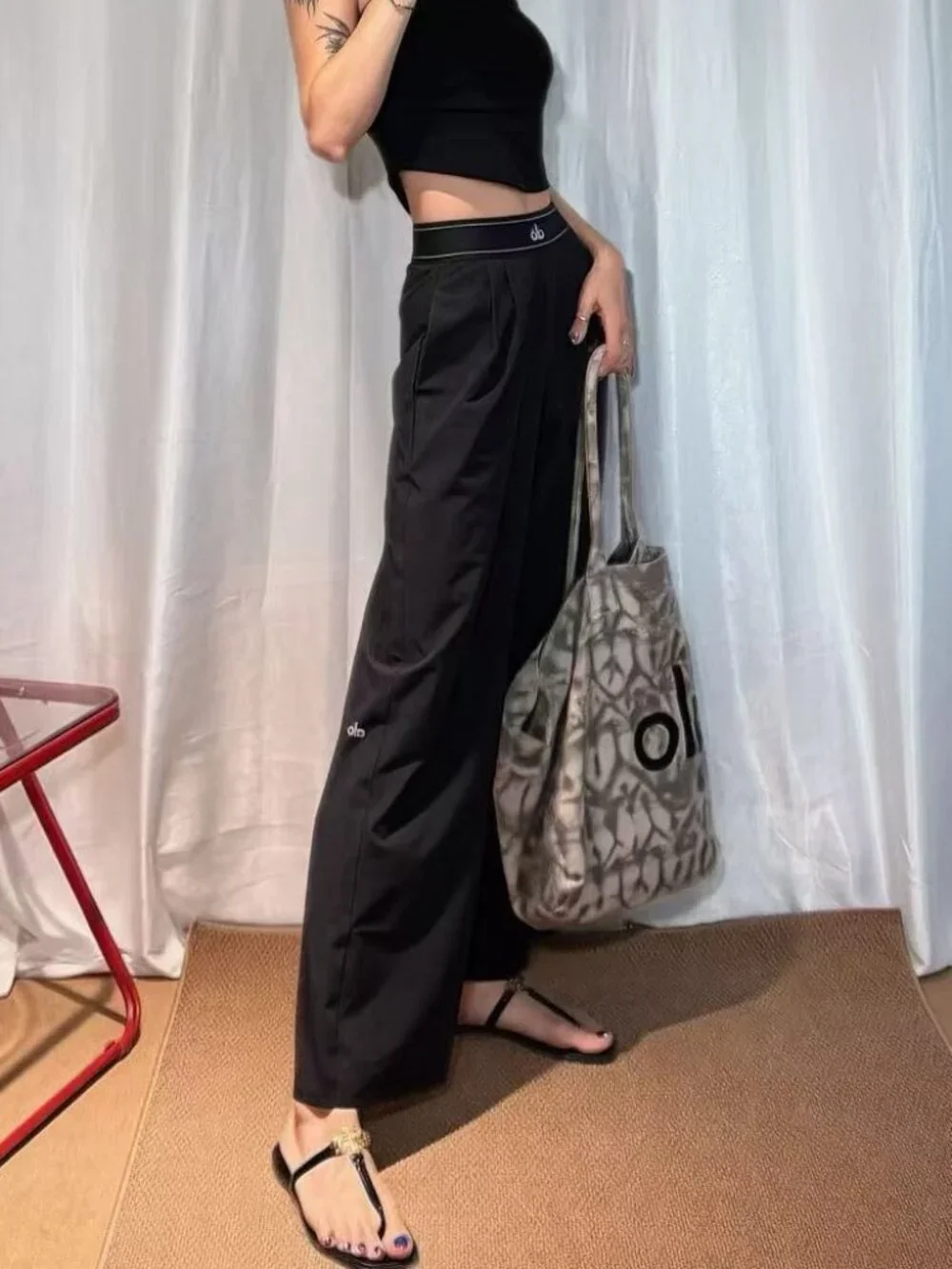 ALO Yoga Black Suit Up Trouser🔥 Chic Wide Leg Work Pants | Regular NWT🎄